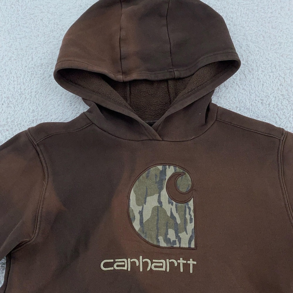 FADED Carhartt Hoodie Youth Large Camo Pullover Sweatshirt Boys 14-16 TS6294-B